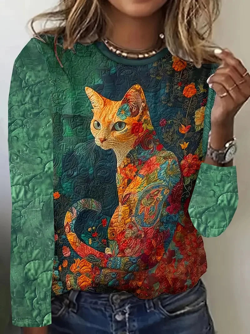 "3D Print" Cat Graphic Sweat