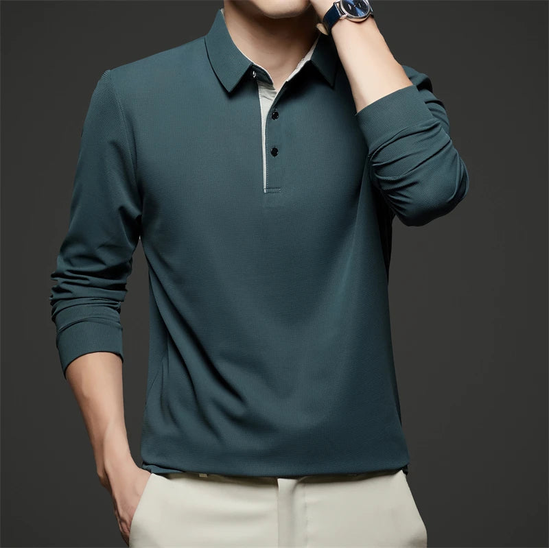 Men's Business Casual Long-Sleeved Polo