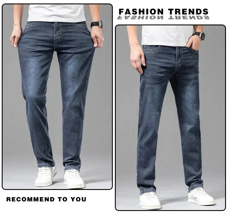 Men's Elastic Straight Leg Jeans