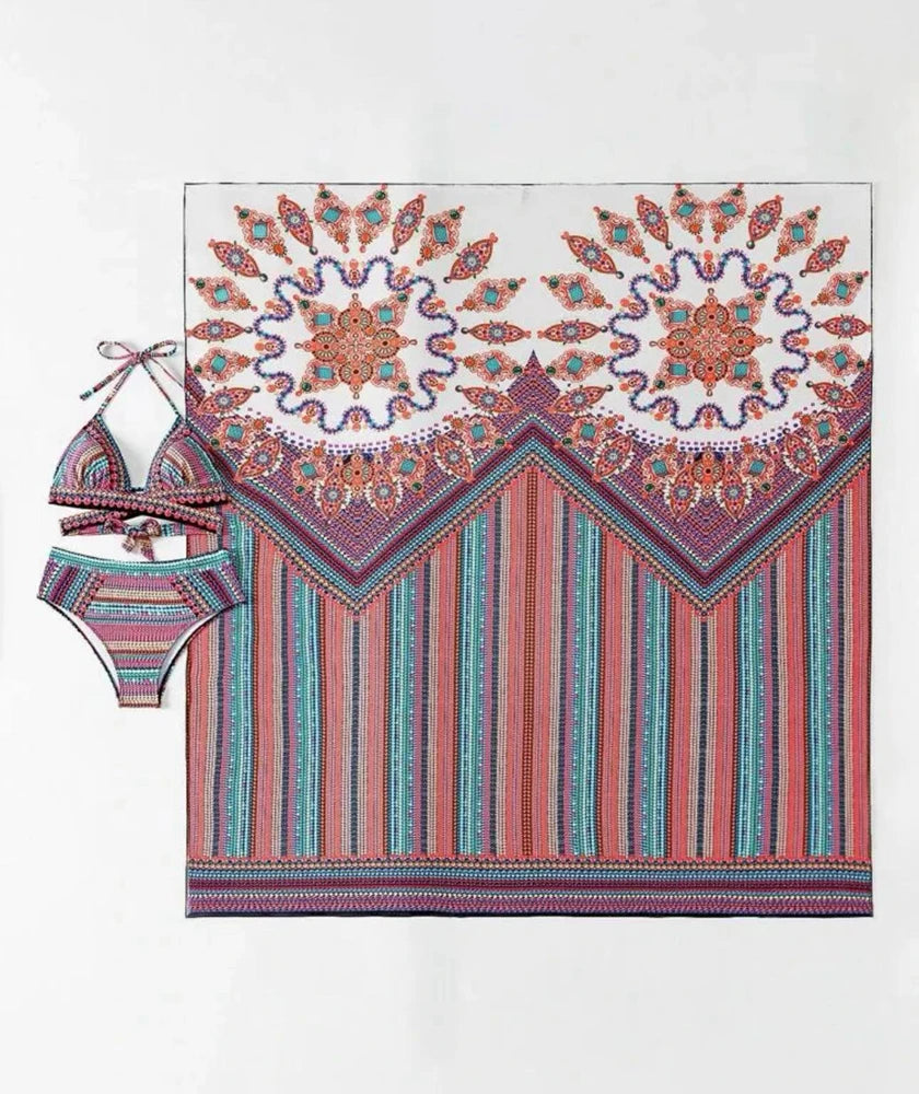 "3pc Retro Shawl" Swim Set