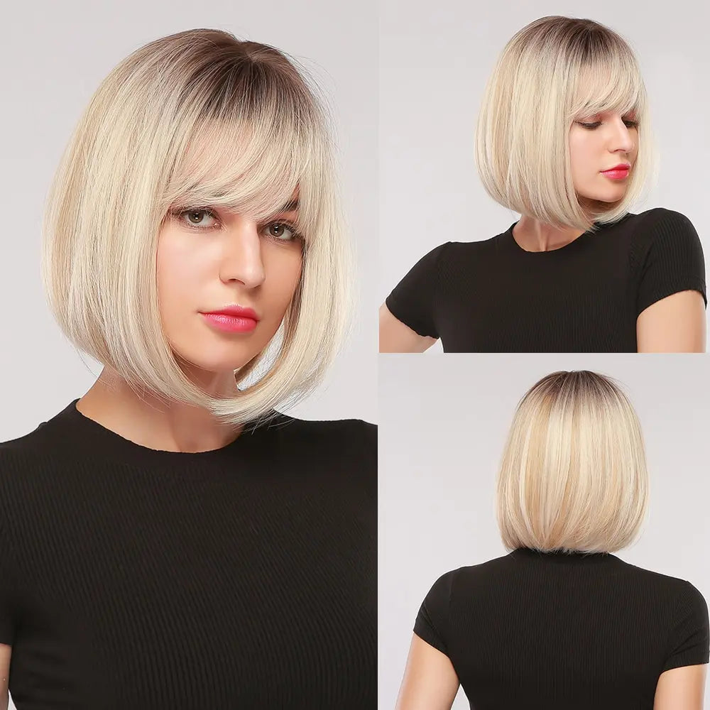 "Short Straight Natural" Bob Wig