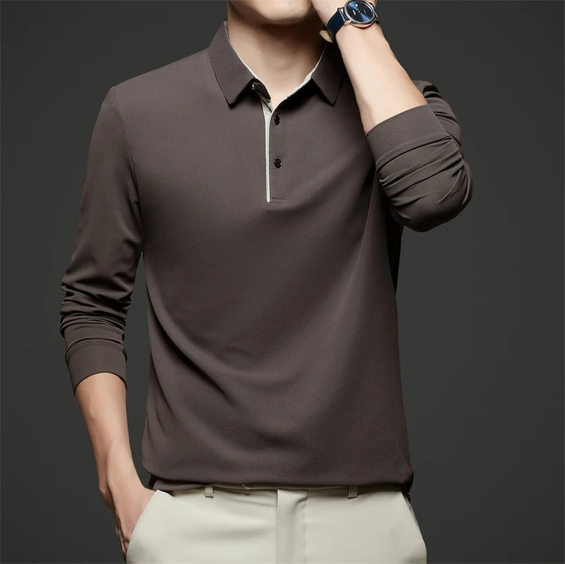Men's Business Casual Long-Sleeved Polo