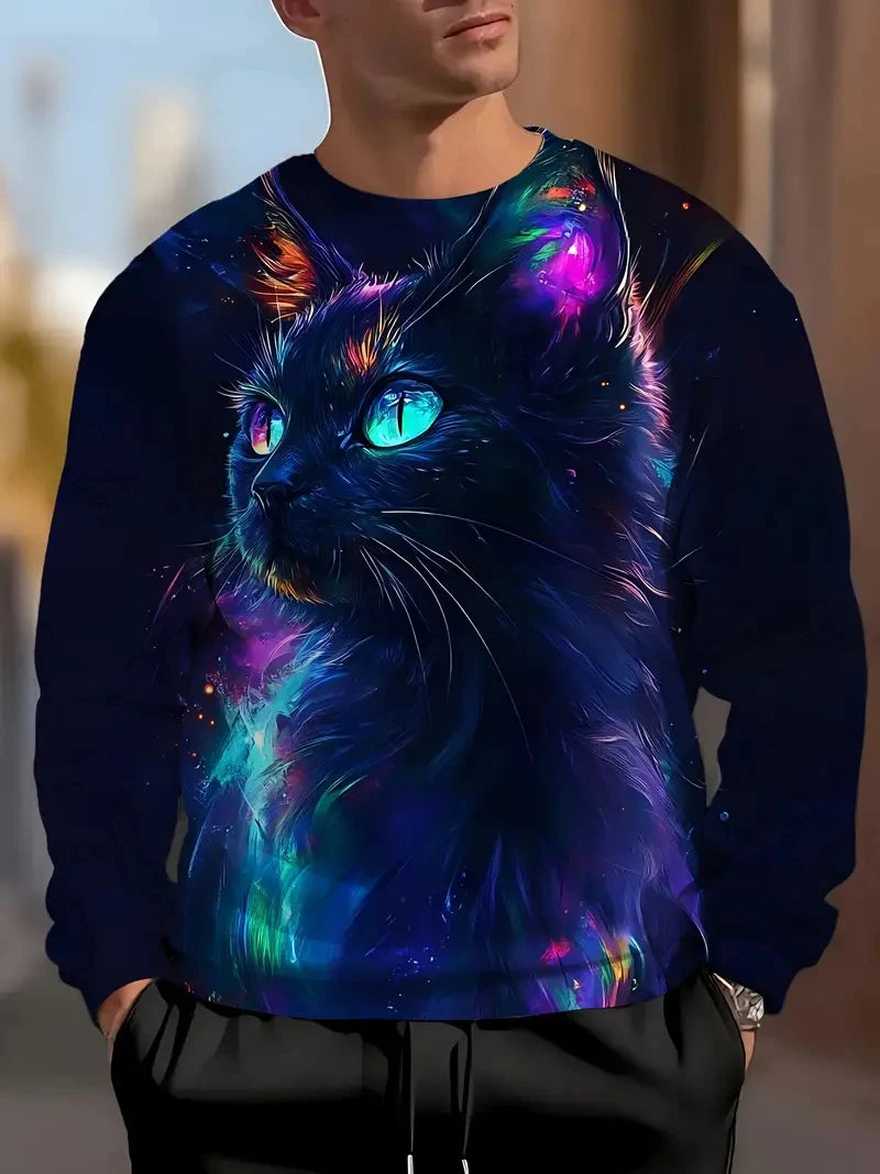 "3D Print" Cat Graphic Sweat