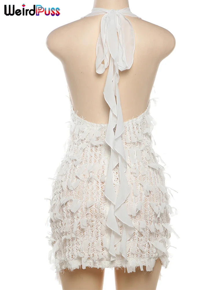 Sexy Halter Tassel Dress