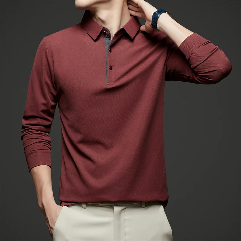 Men's Business Casual Long-Sleeved Polo