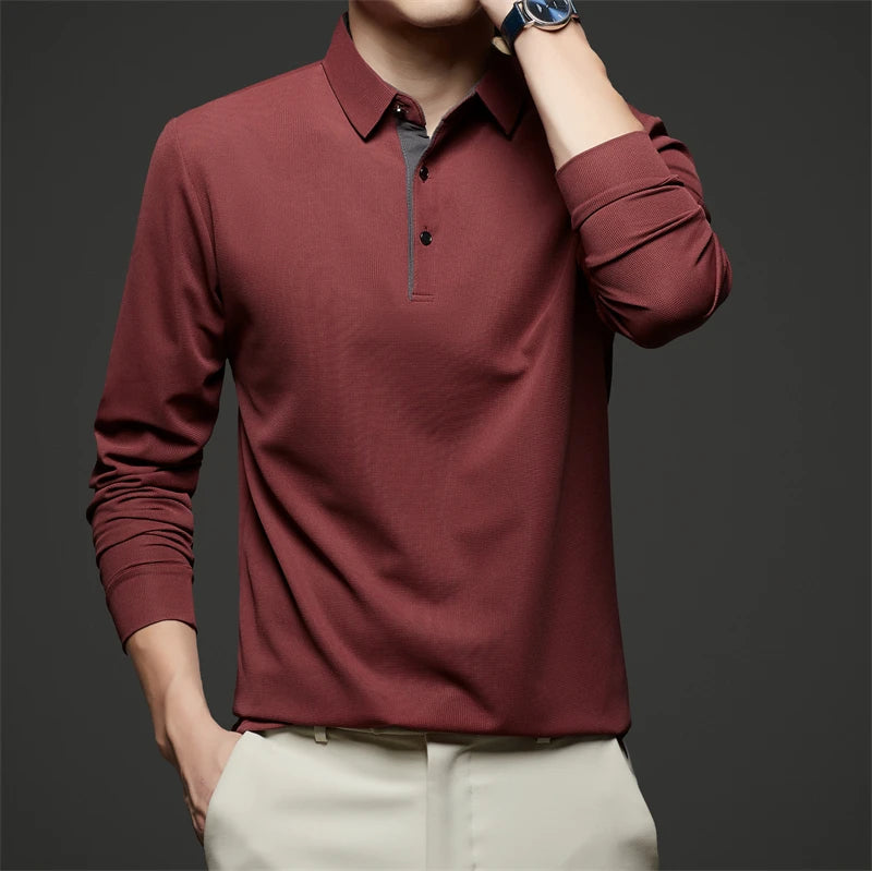 Men's Business Casual Long-Sleeved Polo