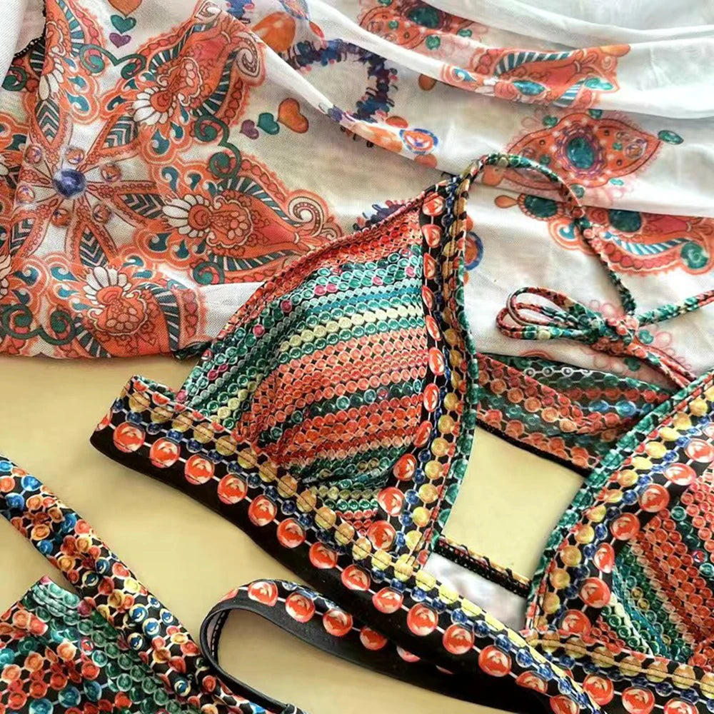 "3pc Retro Shawl" Swim Set