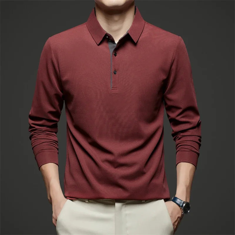 Men's Business Casual Long-Sleeved Polo