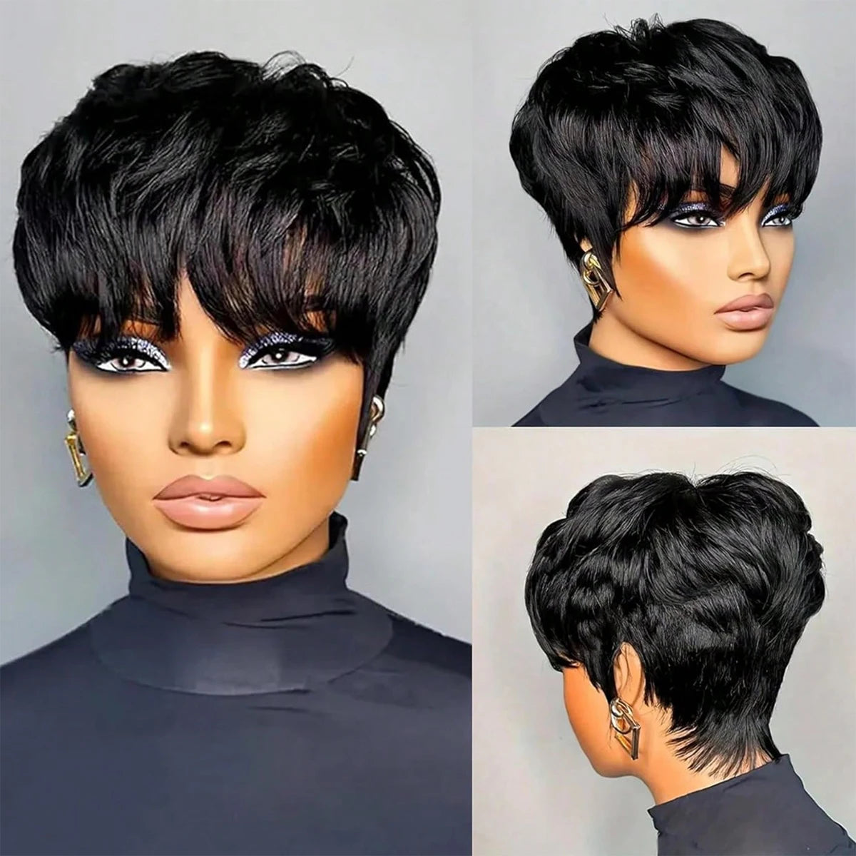 Short Black Pixie Cut Bob Wig