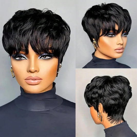 Short Black Pixie Cut Bob Wig
