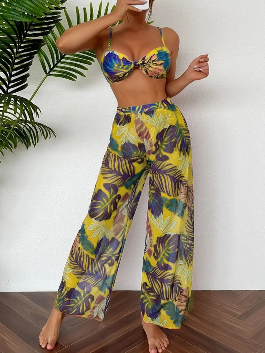 "2026 3-Piece Women's Bikini" W/ Long Pants Swimsuit