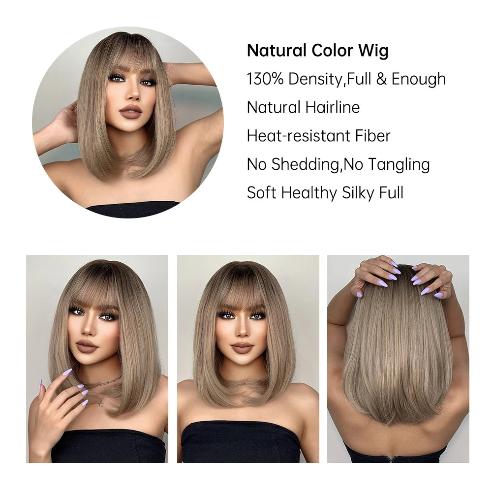 "Short Straight Natural" Bob Wig