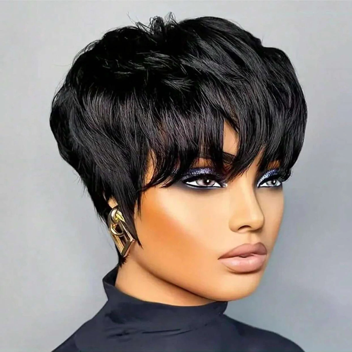 Short Black Pixie Cut Bob Wig