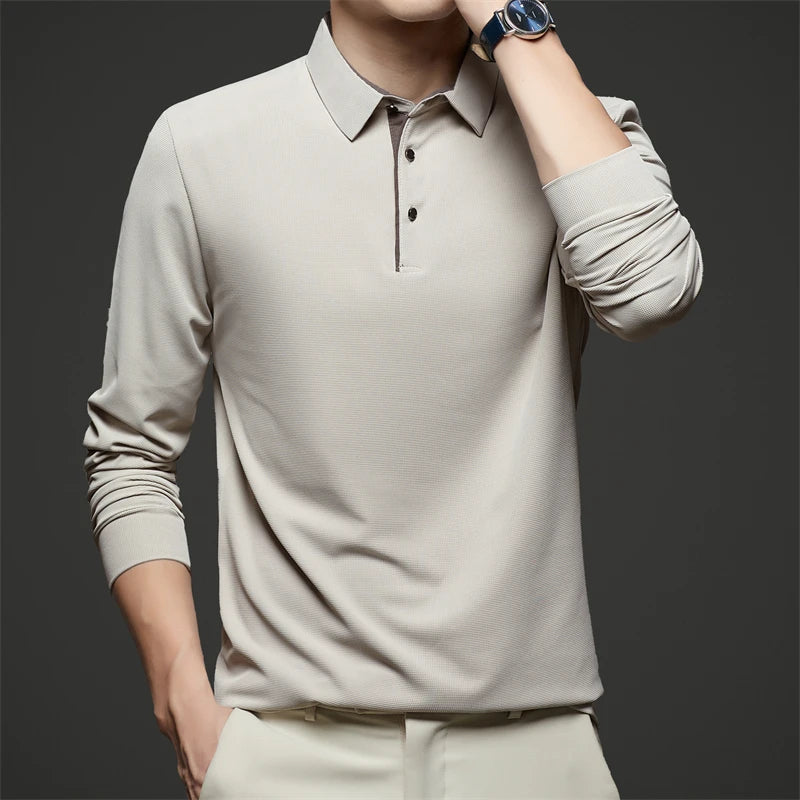 Men's Business Casual Long-Sleeved Polo