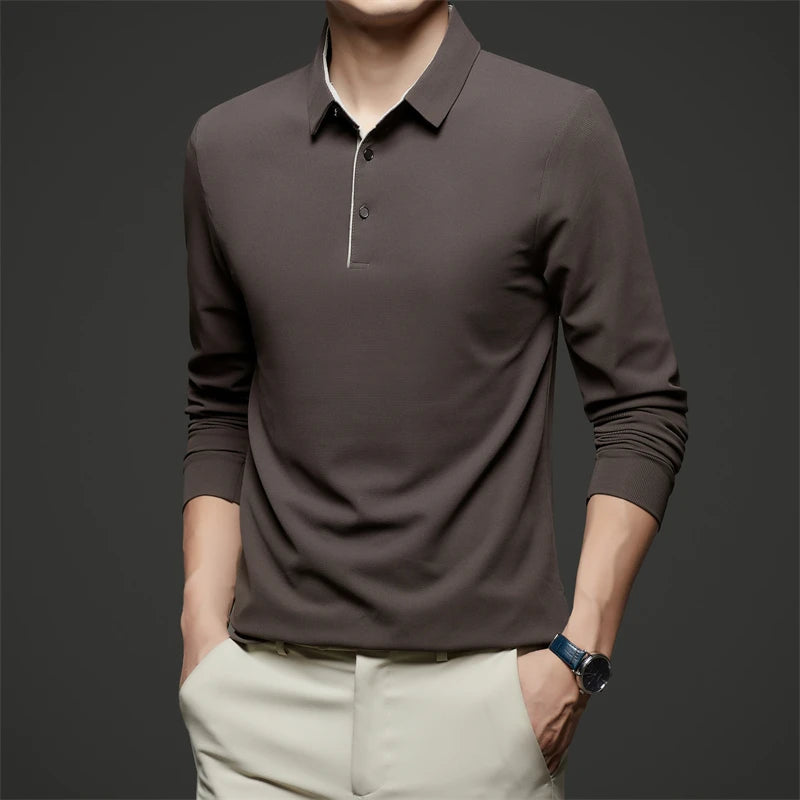 Men's Business Casual Long-Sleeved Polo