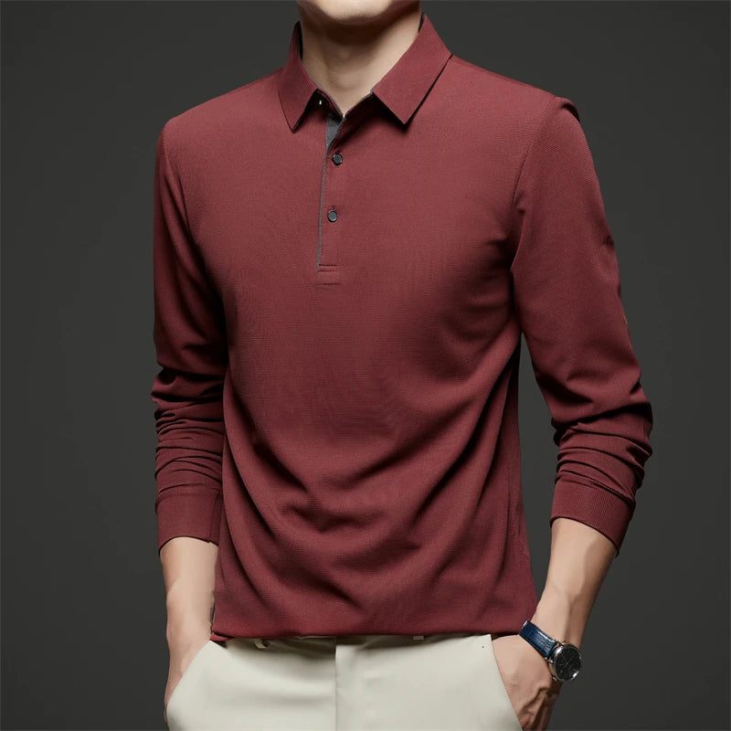 Men's Business Casual Long-Sleeved Polo