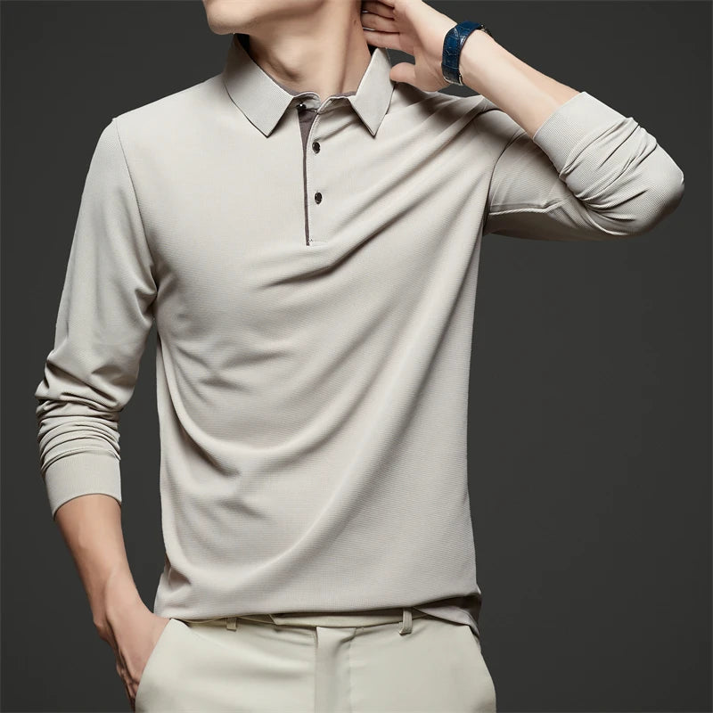 Men's Business Casual Long-Sleeved Polo