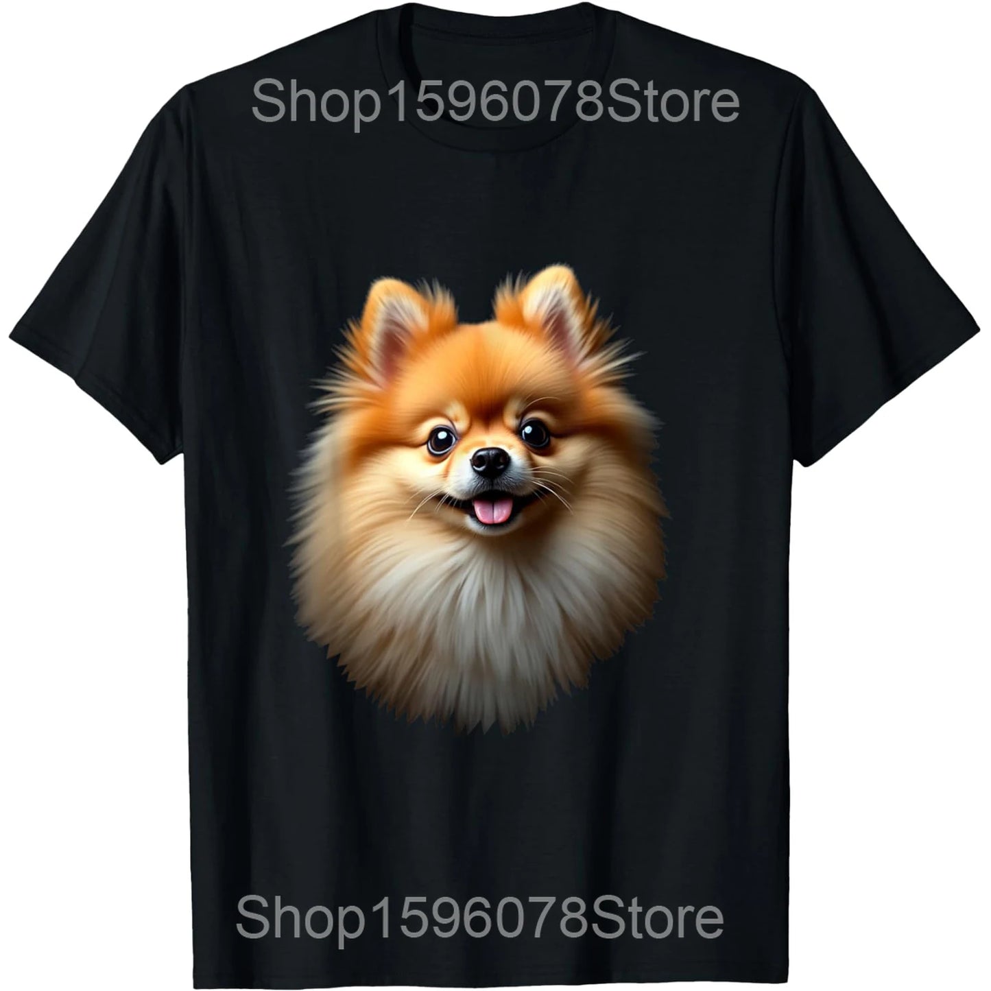Black Pomeranian Dog Face Tee