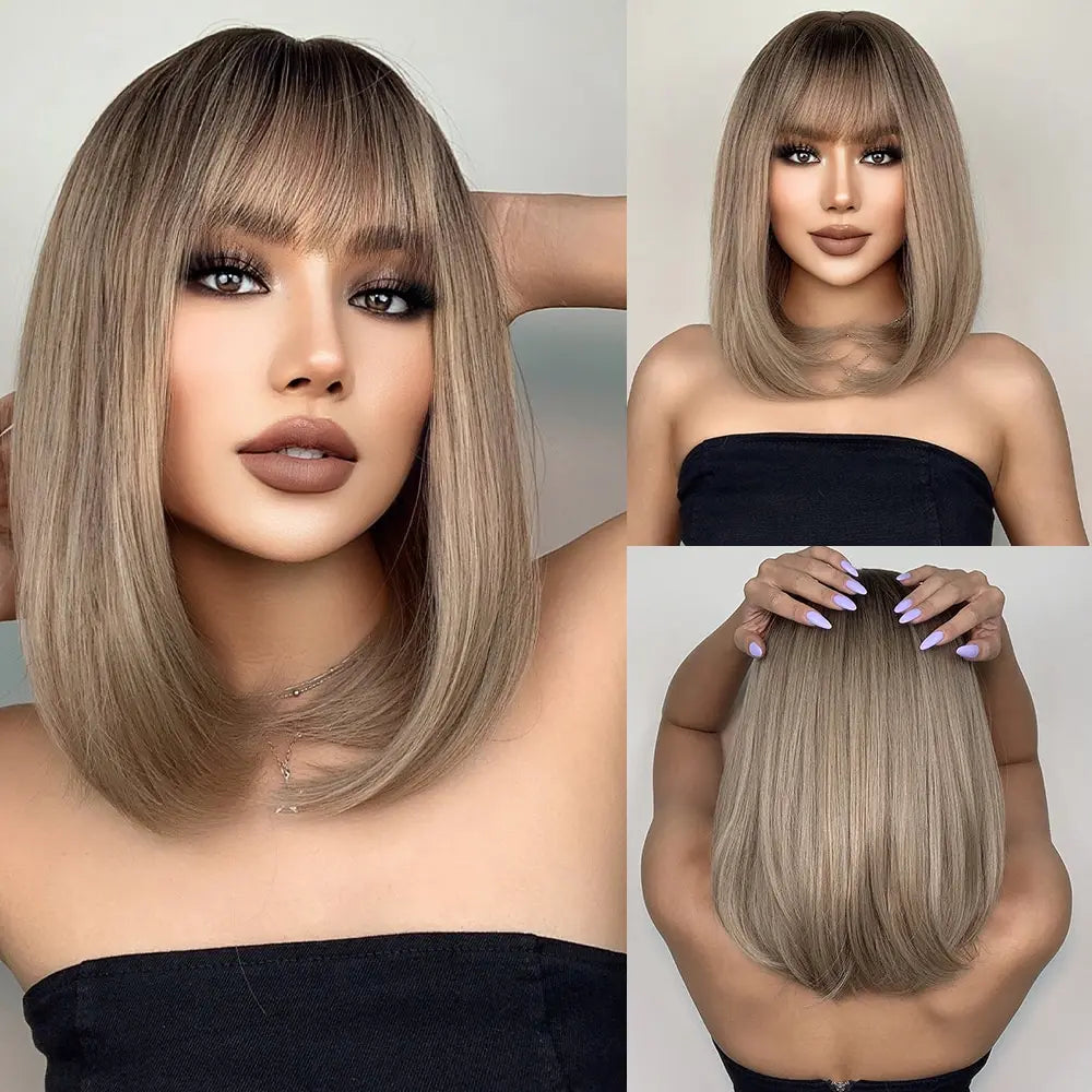 "Short Straight Natural" Bob Wig