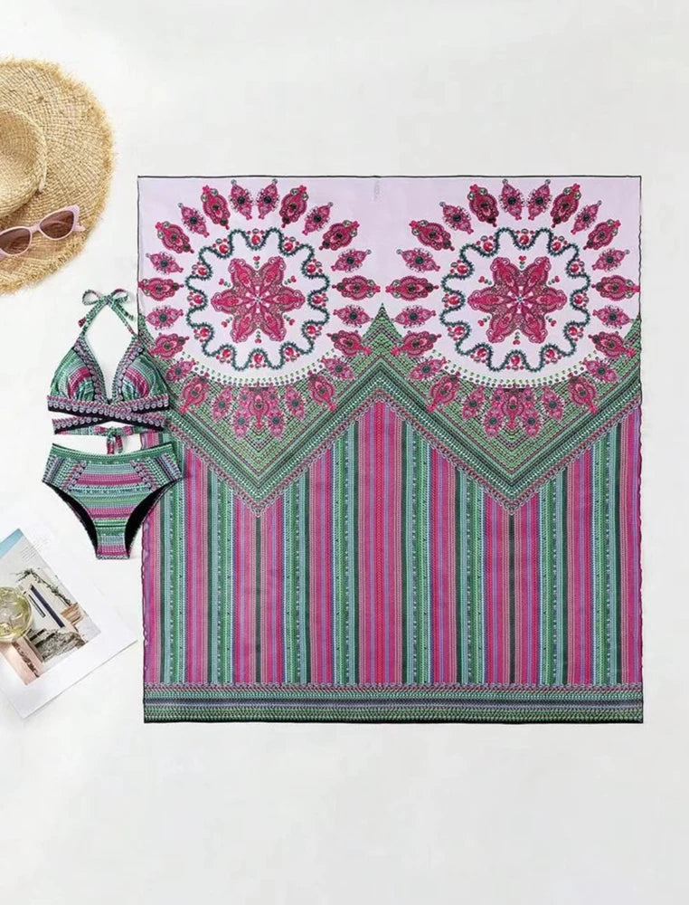 "3pc Retro Shawl" Swim Set