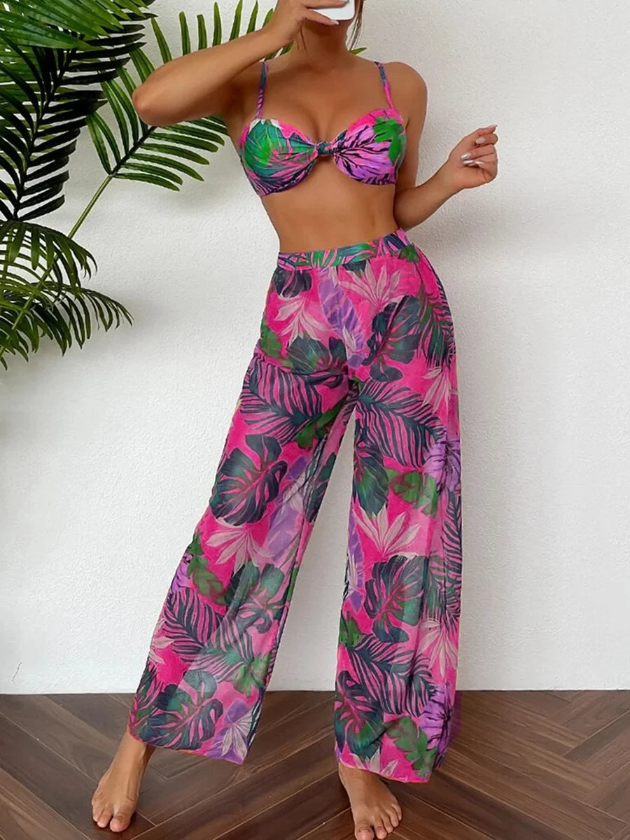 "2026 3-Piece Women's Bikini" W/ Long Pants Swimsuit