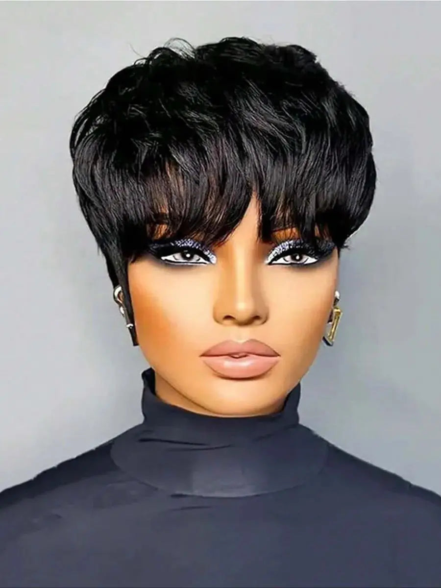 Short Black Pixie Cut Bob Wig