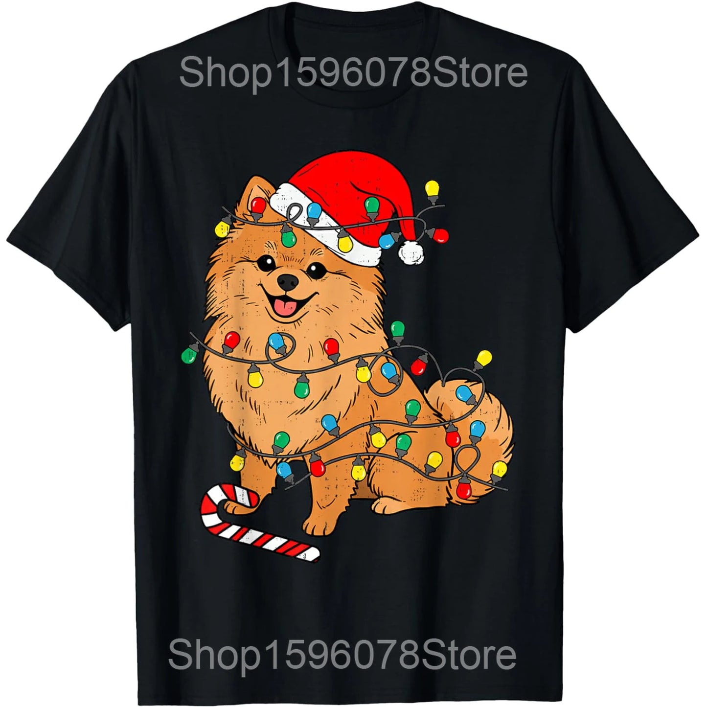 Black Pomeranian Dog Face Tee