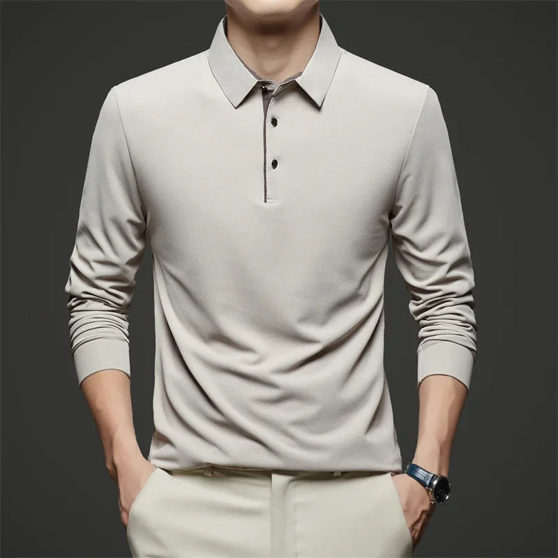 Men's Business Casual Long-Sleeved Polo