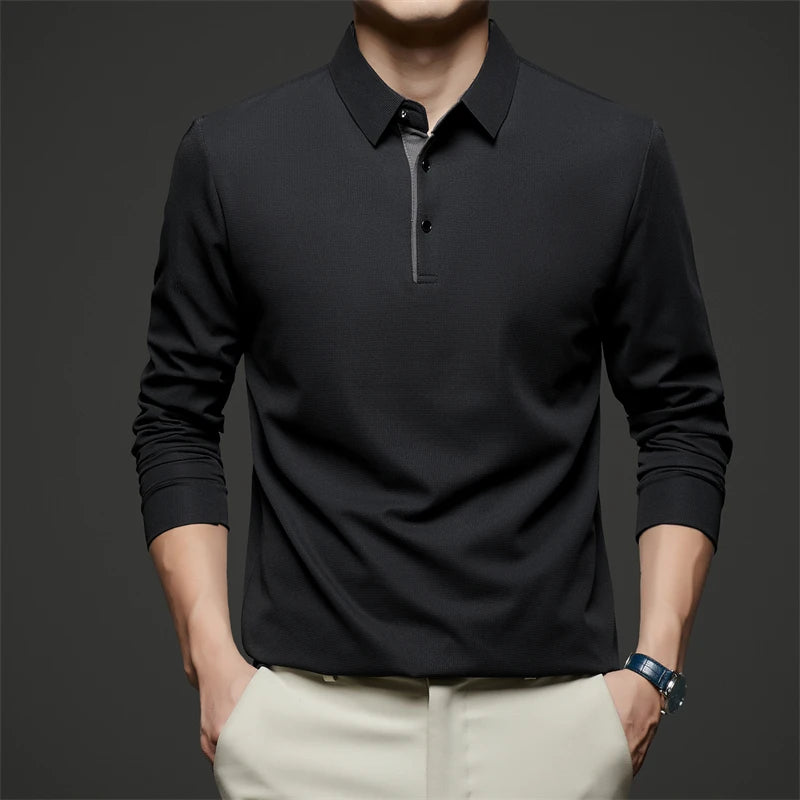 Men's Business Casual Long-Sleeved Polo