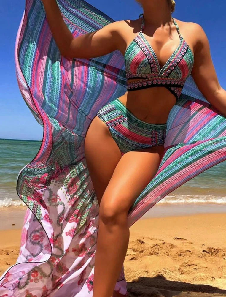 "3pc Retro Shawl" Swim Set