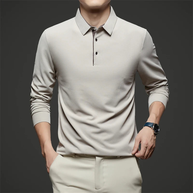 Men's Business Casual Long-Sleeved Polo
