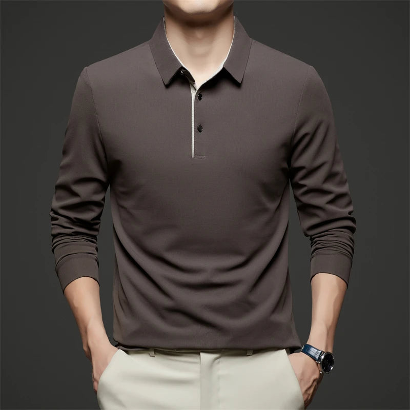 Men's Business Casual Long-Sleeved Polo