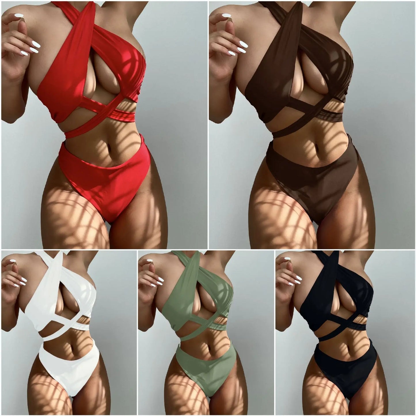 "Sexy Summer High Neck Cross" Bikini Set