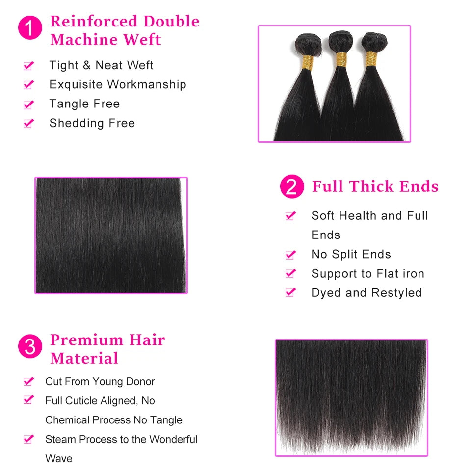 "Brazilian Bone Straight" Bundles