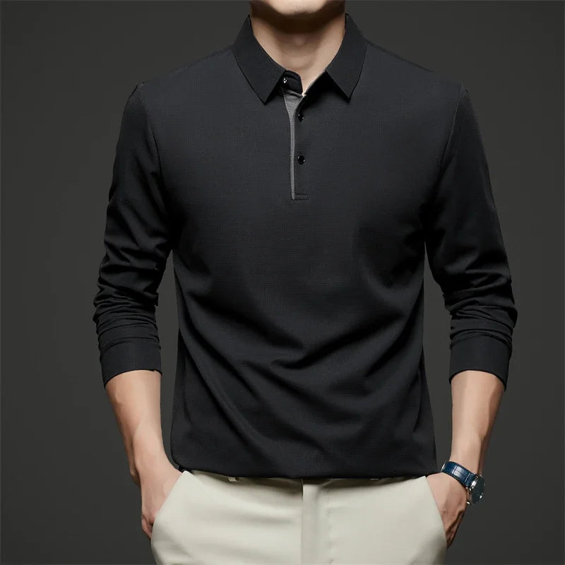 Men's Business Casual Long-Sleeved Polo