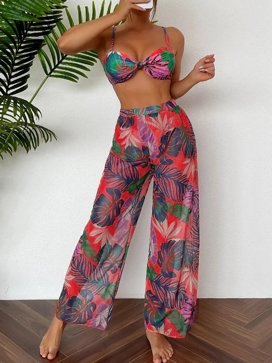 "2026 3-Piece Women's Bikini" W/ Long Pants Swimsuit