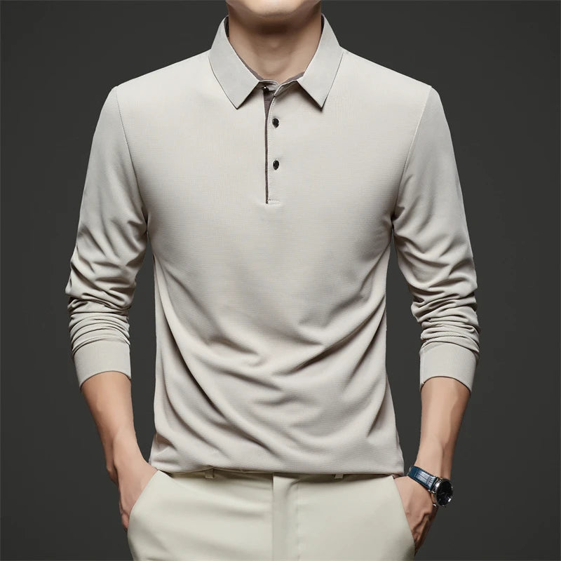 Men's Business Casual Long-Sleeved Polo