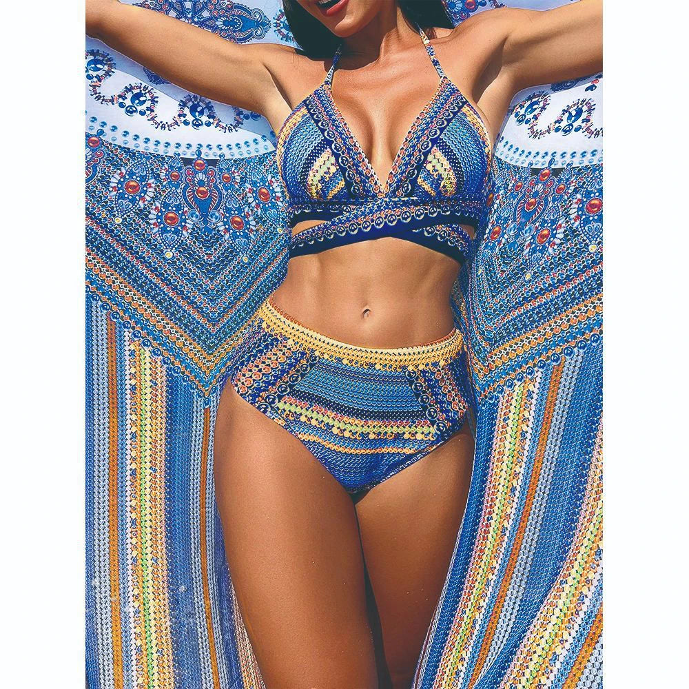 "3pc Retro Shawl" Swim Set