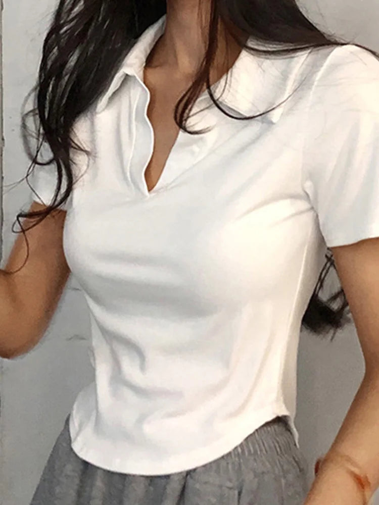 Women's Summer Short Sleeve Lapel Top
