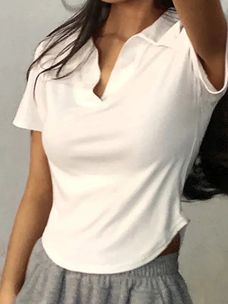 Women's Summer Short Sleeve Lapel Top