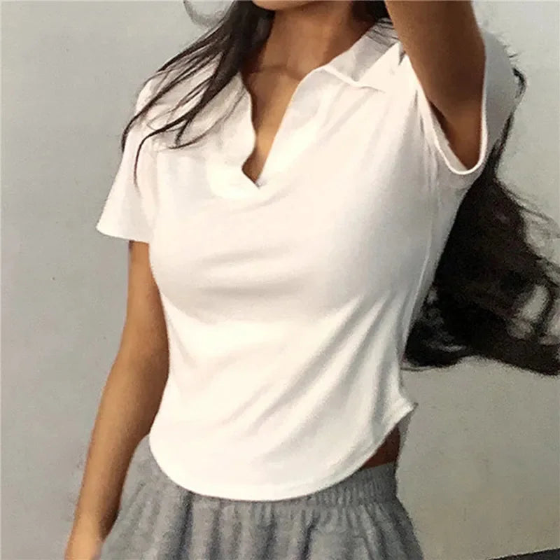 Women's Summer Short Sleeve Lapel Top