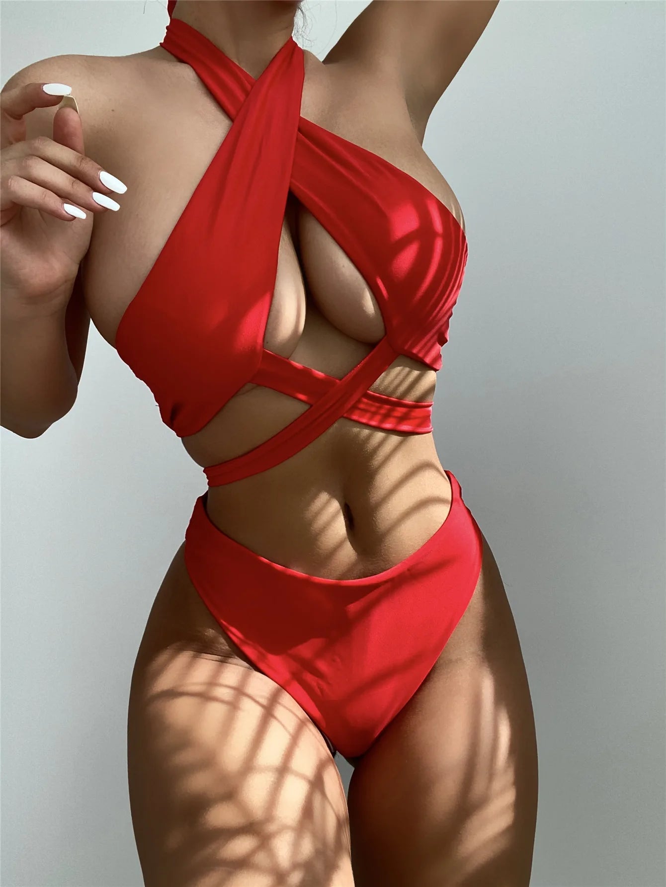 "Sexy Summer High Neck Cross" Bikini Set