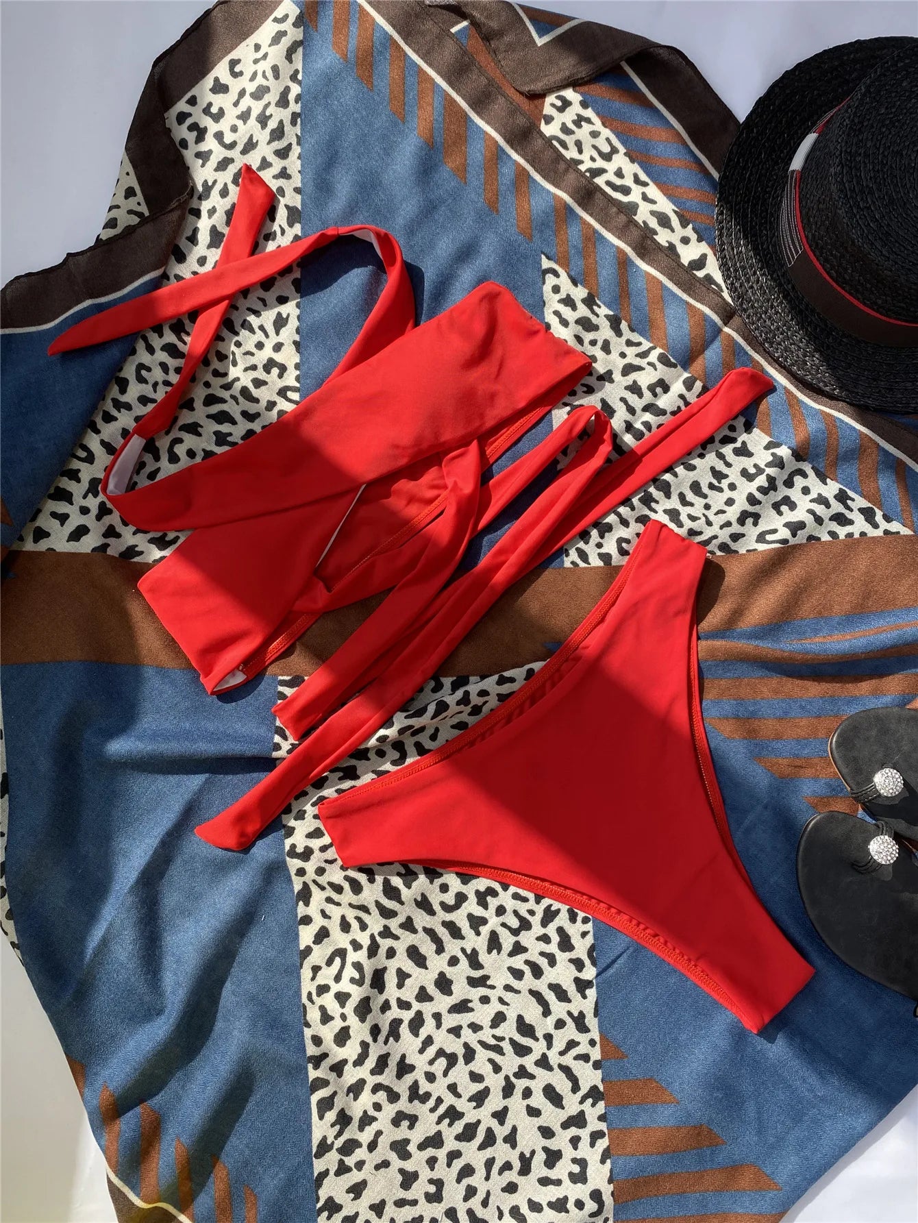 "Sexy Summer High Neck Cross" Bikini Set