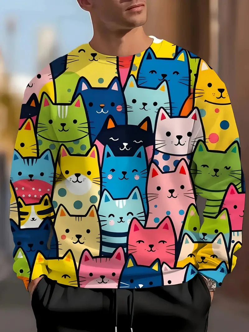 "3D Print" Cat Graphic Sweat