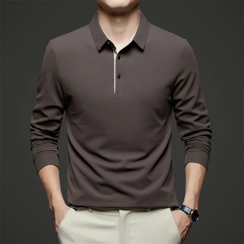 Men's Business Casual Long-Sleeved Polo