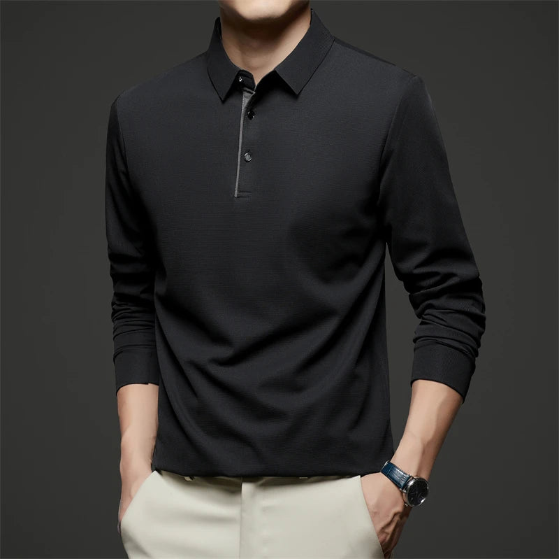 Men's Business Casual Long-Sleeved Polo