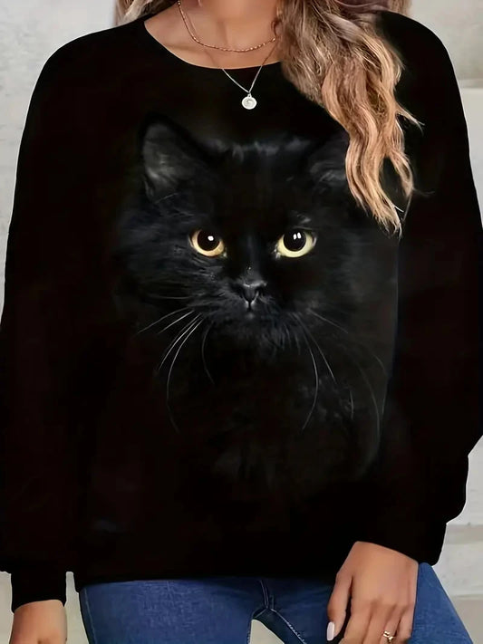 "3D Print" Cat Graphic Sweat