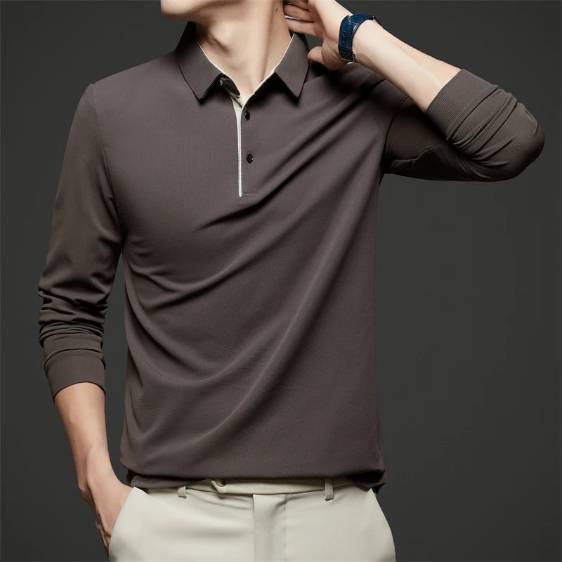 Men's Business Casual Long-Sleeved Polo