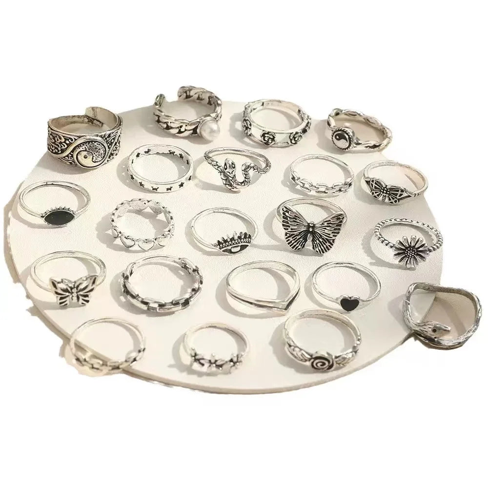 21-Piece Cross-border Punk-Style Ring Set