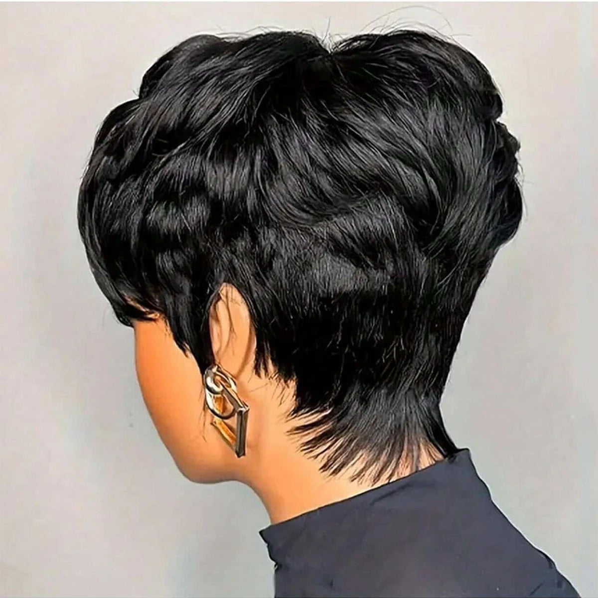 Short Black Pixie Cut Bob Wig